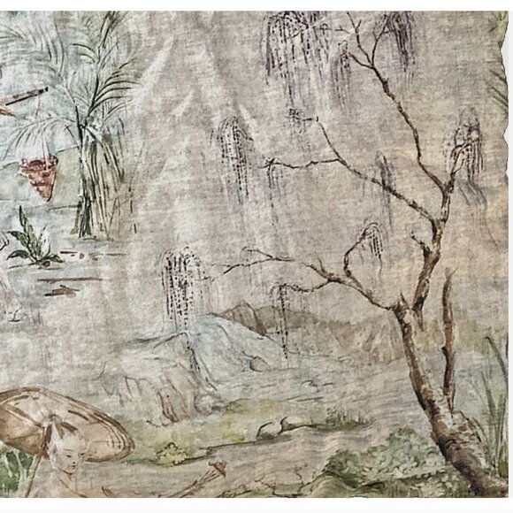 Cuddledown Queen fitted sheet 100% cotton toile Asian theme nwot washed not used - Picture 6 of 6